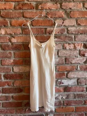 Minimal Cream Slip Mini Dress with Adjustable Spaghetti Straps